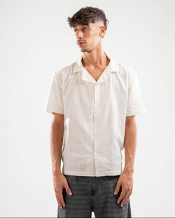 Half Sleeve Linen Blend Off White