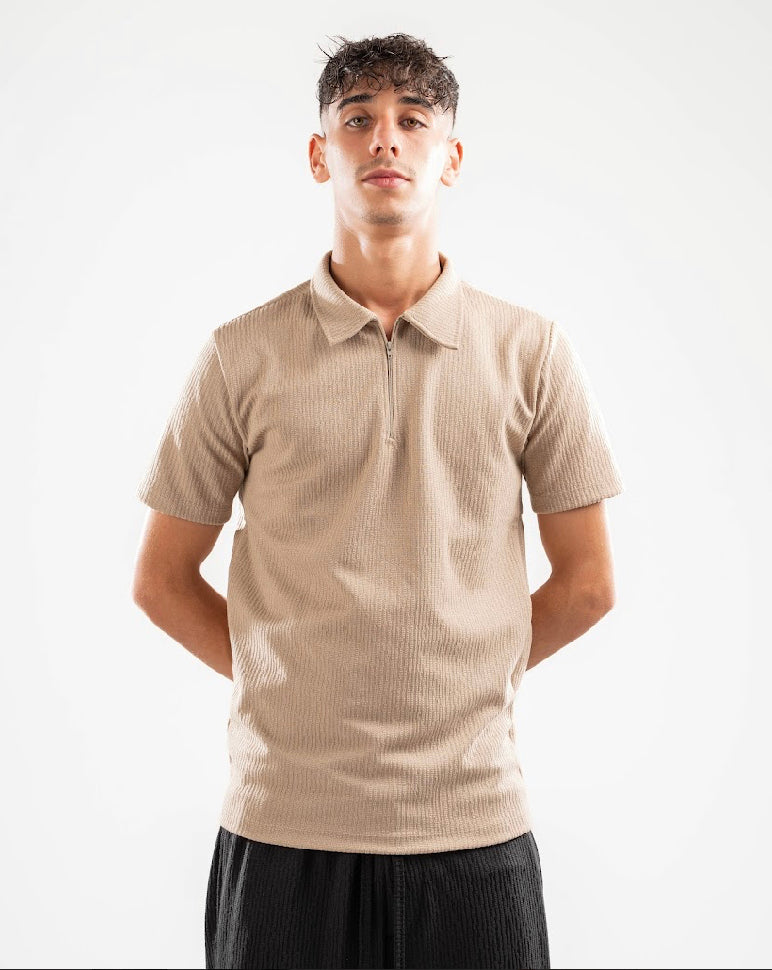 【COLOR iN ID】Roa Collar T-Shirt Off White Ribbed Quarter-Zip T-Shirt – il Mondo